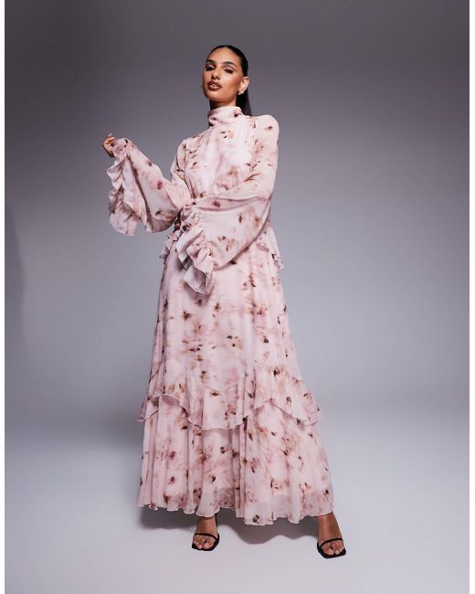 DASKA Pink – hochgeschlossenes maxikleid
