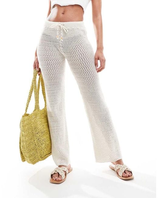 Pull&Bear White Open Knit Crochet Trouser