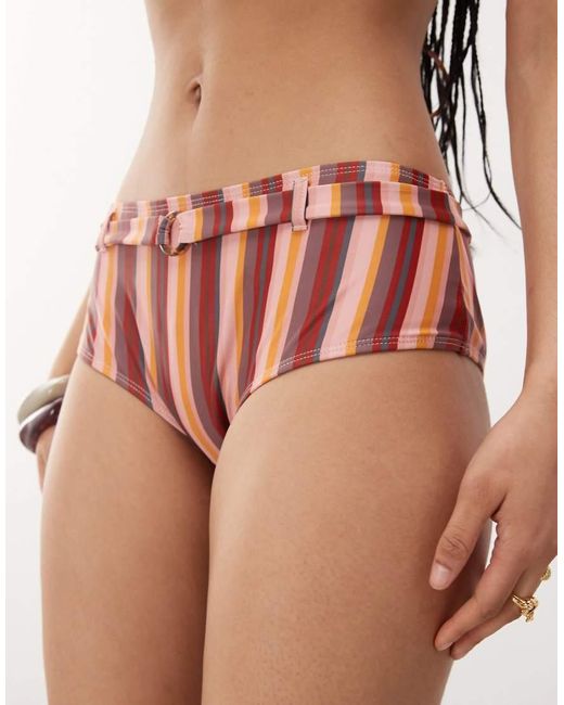 Motel Multicolor Avi Striped Belted Swim Short