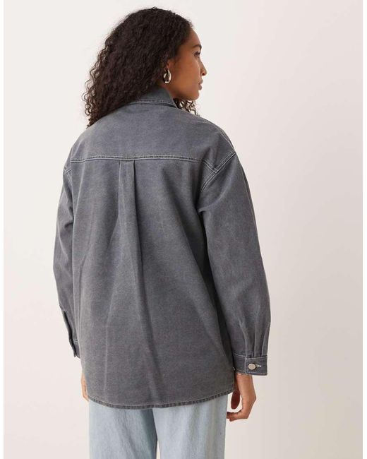 Roxy Black Chloe Kim Pop Stitch Oversized Relaxed Fit Shacket