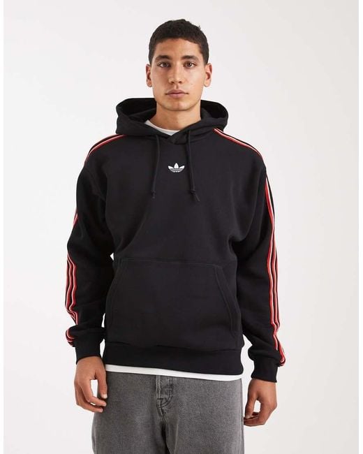 Adidas Originals Black Tipped Stripes Hoodie for men