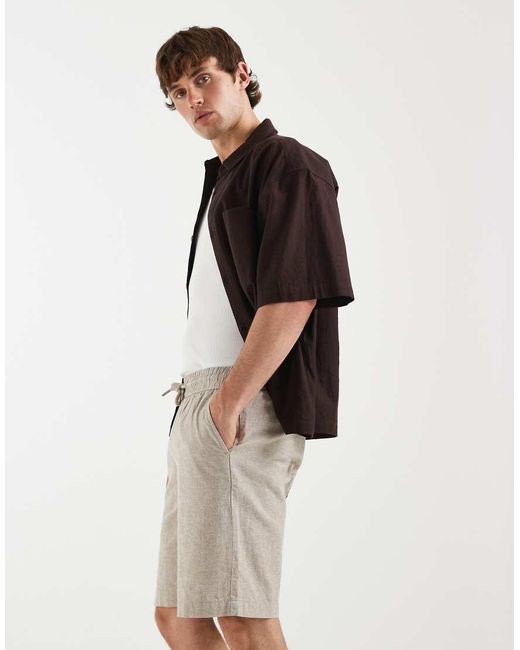 Blend Multicolor Cotton-linen Regular Fit Drawstring Waist Shorts for men