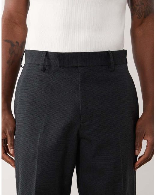 ASOS Black Linen Rich Tailored Regular Shorts for men