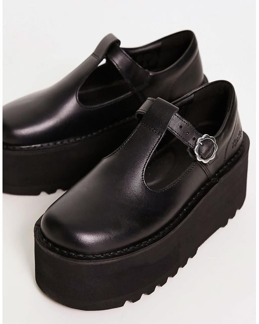 Kickers Black Kick T-bar Platform Shoes