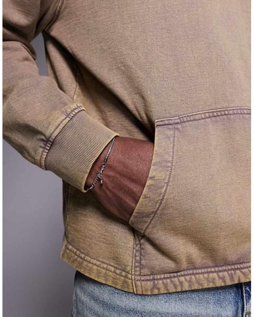 Felpa Con Cappuccio Oversize Slavato Con Dettagli Cut And Sew di ASOS in Natural da Uomo