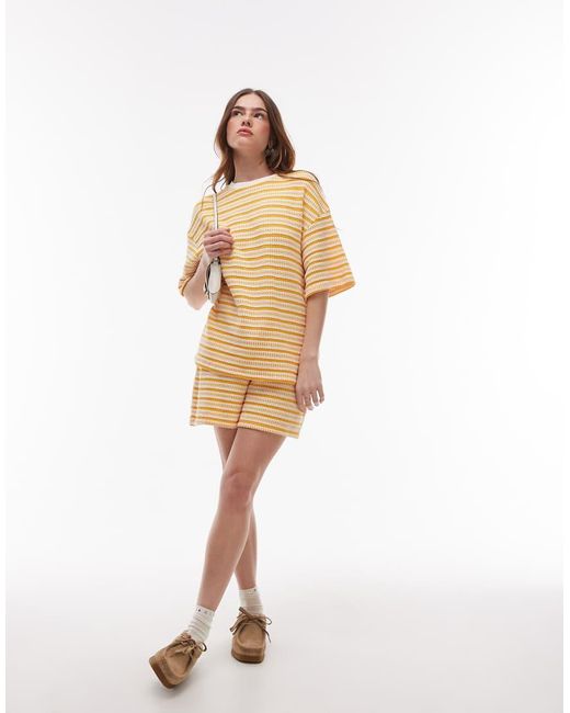 TOPSHOP White Textured Stripe Shorts Co-ord