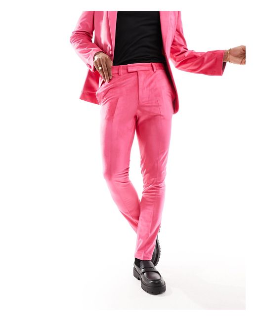 Pantaloni da abito skinny a zampa di ASOS in Pink da Uomo
