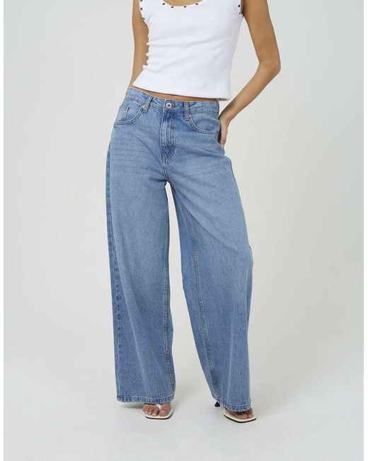 Brave Soul Blue Mid Rise Wide Leg Jeans