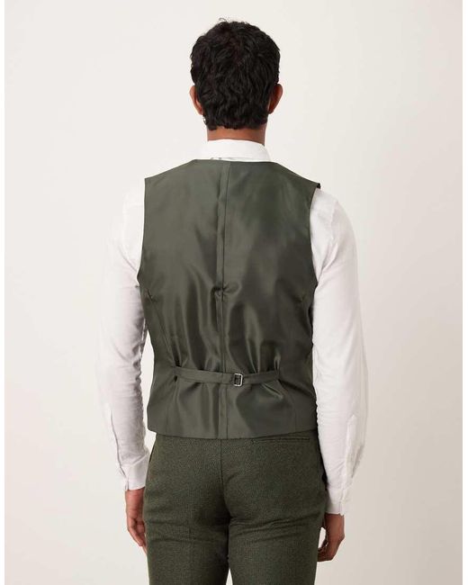 ASOS Green Skinny Suit Waiscoat for men
