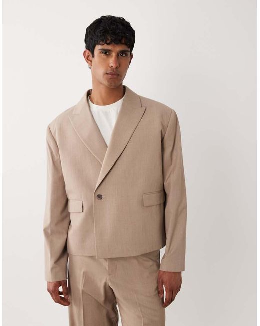 ASOS Natural Boxy Wrap Suit Jacket for men