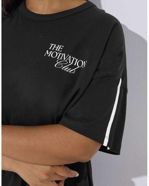 Yours Clothing Black Slogan Active T-Shirt