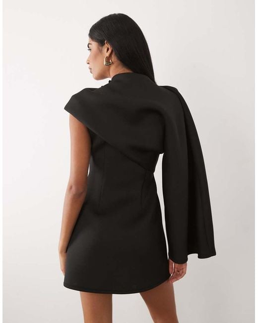 ASOS Black Long Cape Sleeve Mini Dress With Shoulder Trim