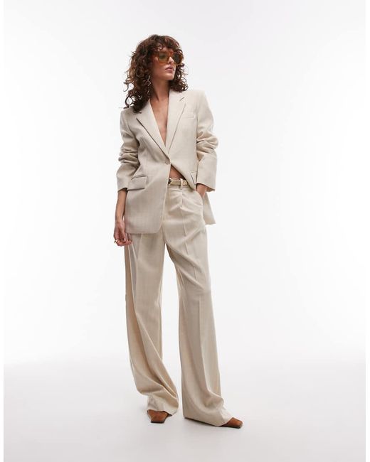 Mango Broek Met Linnenlook En Rechte Pijpen in het White