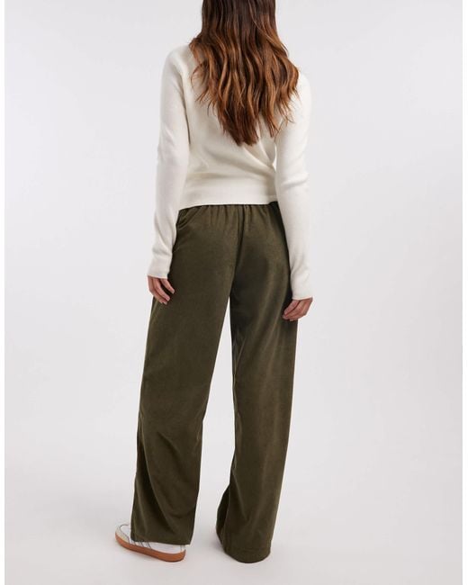 Vero Moda Green Soft Mini Cord Wide Leg Pull On Trouser