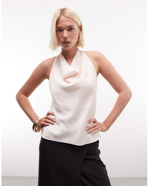 River Island White Satin Halterneck Top