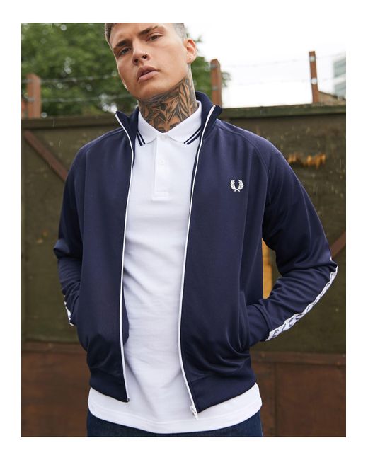 Fred Perry Side Taped Track Jacket in Blue for Men | Lyst