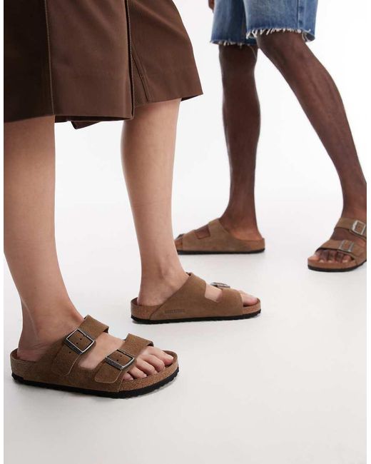 Birkenstock White Arizona Suede Sandals