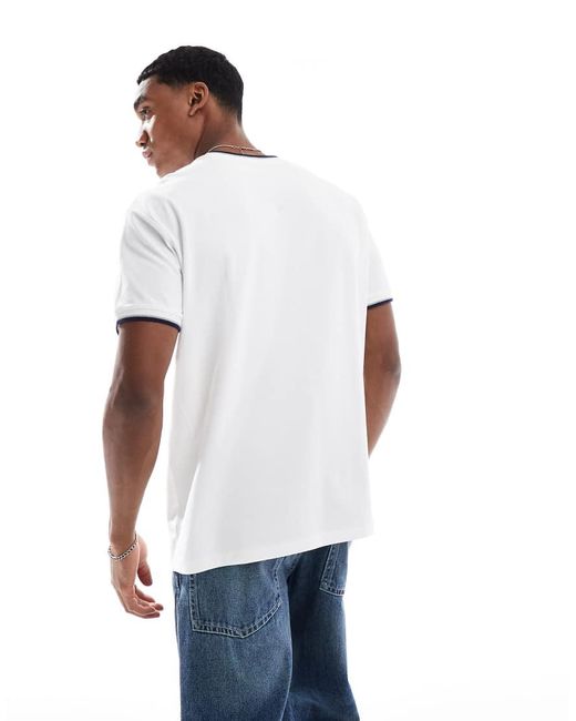 Polo Ralph Lauren White Icon Logo Tipped Pique T-shirt Classic Oversized Fit for men