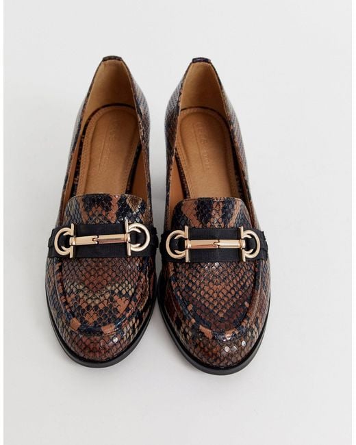 asos design stirrup heeled loafers