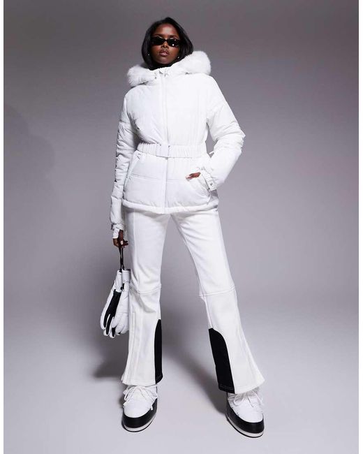 ASOS 4505 Ski & Snow White Asos 4505 Ski Icon Water Repellent Insulated Belted Ski Jacket