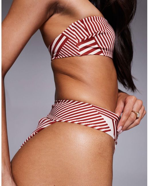 ASOS Blue Florence Premium High Leg Deep Waist Bikini Bottom