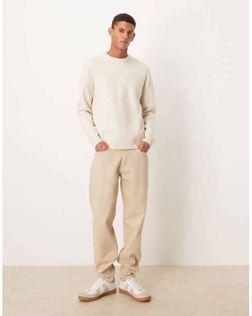 Mango – strukturierter strickpullover in Natural für Herren