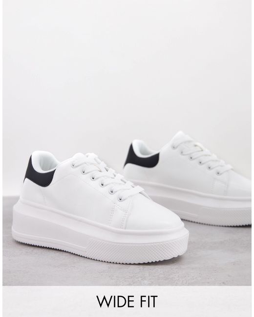 ASOS White Wide Fit Dorina Chunky Sole Trainers