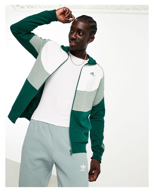 Chándal verde y blanco con diseño color block Adidas Originals de hombre de color Green