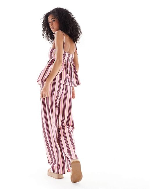 ASOS Red – gestreifte hose mit tunnelzug und geradem bein, kombiteil