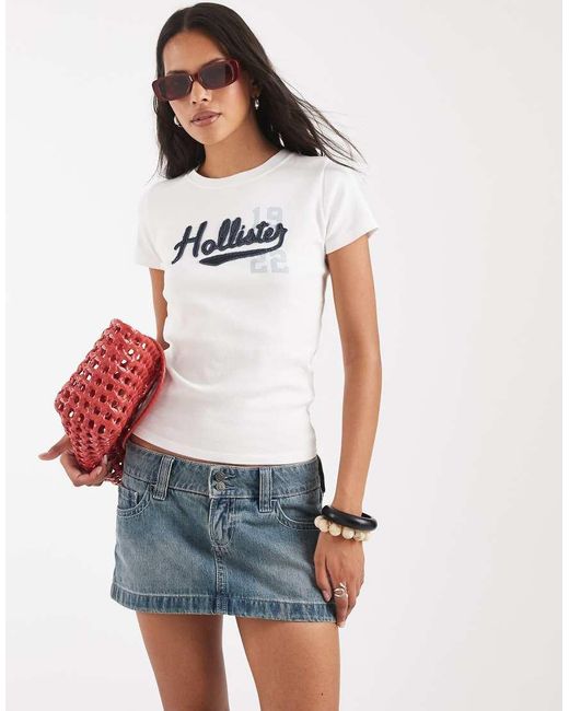 Hollister White Low Rise Denim Micro Skirt