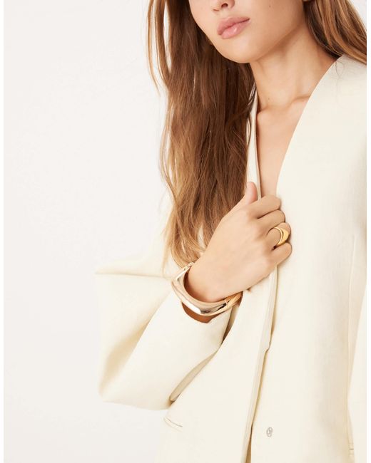 Blazer d'ensemble sans col à manches ballon - beurre ASOS en coloris Natural