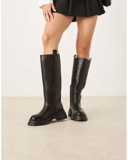 ASOS Natural Cecilia Chunky Flat Knee Boots