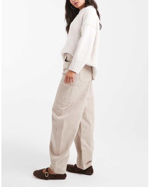 ASOS Natural Cargo Barrel Jeans