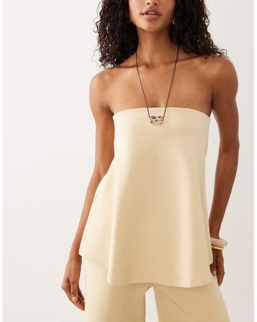 ASOS Natural Interlock Floaty Bandeau Top Co-ord