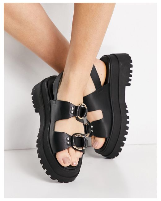london rebel double buckle footbed sandals