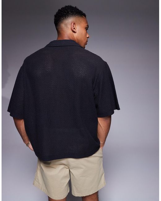 Chemise texturée coupe carrée oversize ASOS pour homme en coloris Blue
