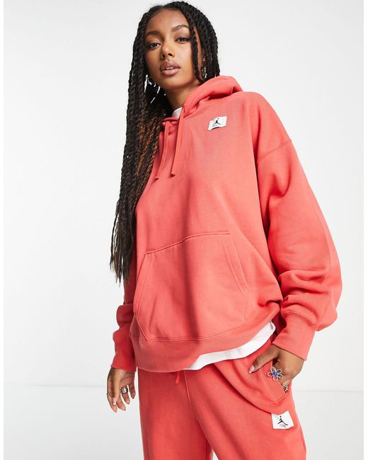 Nike Nike Air Essential Fleece Pullover Hoodie in Red | Lyst
