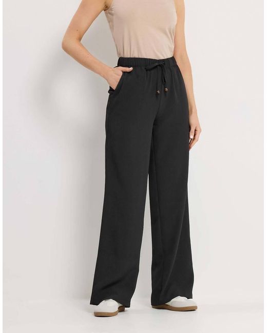Long Tall Sally Blue Textured Wide Leg Trousers