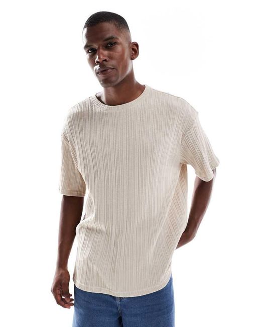 Only & Sons Gray Relaxed Fit Textured T-Shirt for men