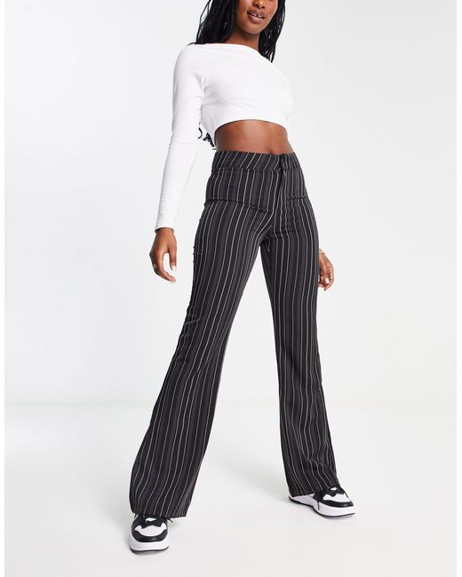 Daisy Street Blue Low Rise Fit Flare Trousers