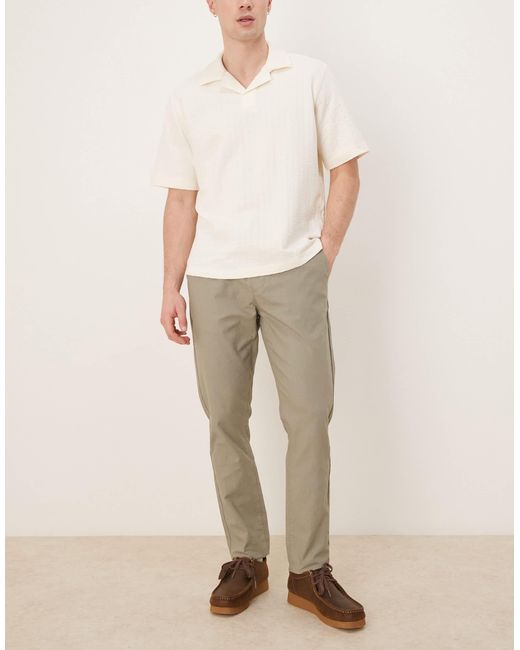 ASOS Natural Asos Deisgn Linen Rich Slim Trouser With Elasticated Waist for men