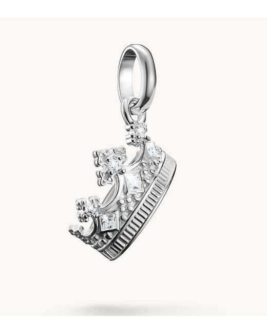 Thomas Sabo White Charm Pendant Crown With Stones Connect