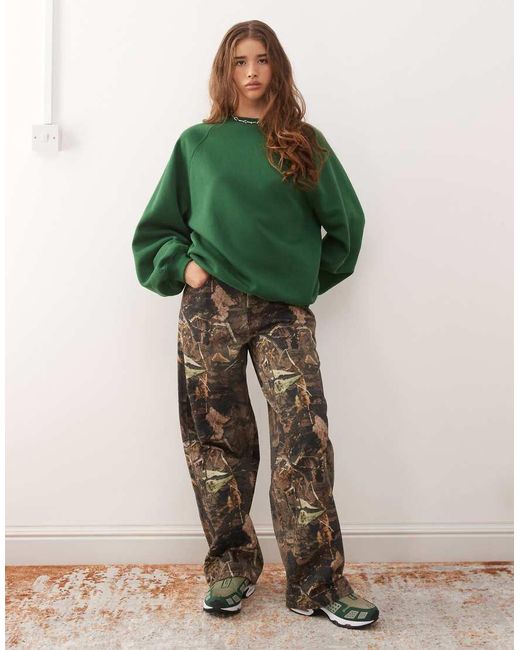 Weekday Green Heavyweight Jersey Oversized Sweatshirt