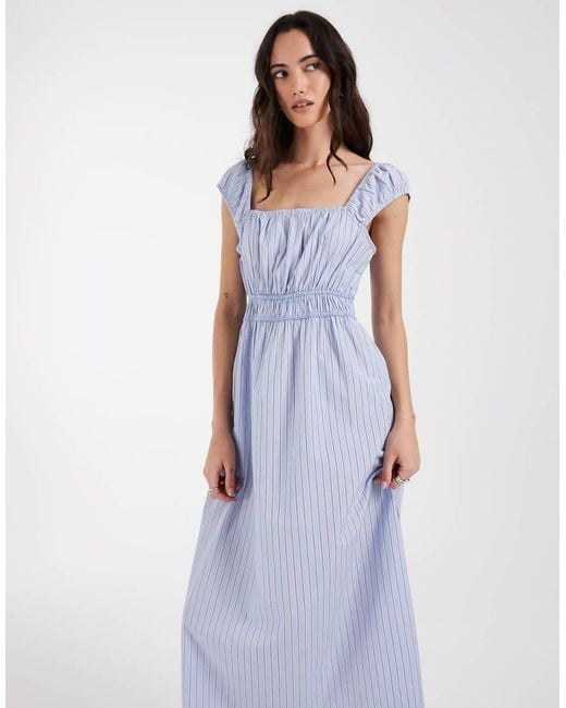 Vero Moda Blue Sleeveless Milkmaid Style Midi Dress