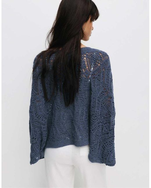 Pull&Bear Open Gebreid Vest in het Blue