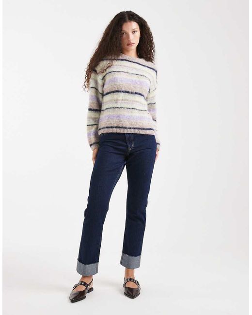 ASOS Gray Brushed Multi Stripe Jumper