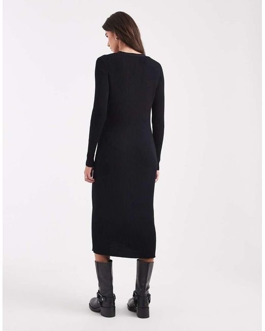 Threadbare Black Button Down Knitted Maxi Dress