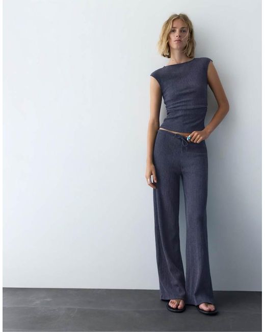 Pull&Bear Blue Crepe Top