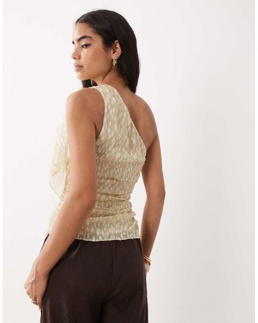 Mango Brown Textured One Shoulder Top
