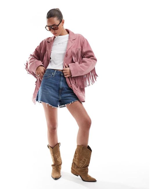 ASOS Pink Premium Suede Tassel Jacket